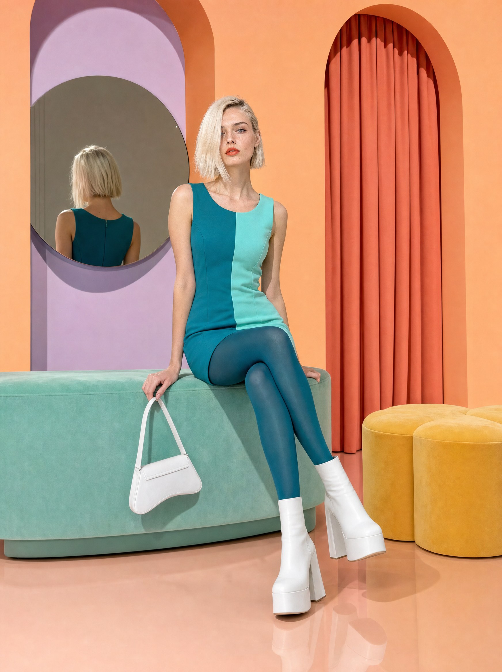 Vestido Dos Colores — Azul 4